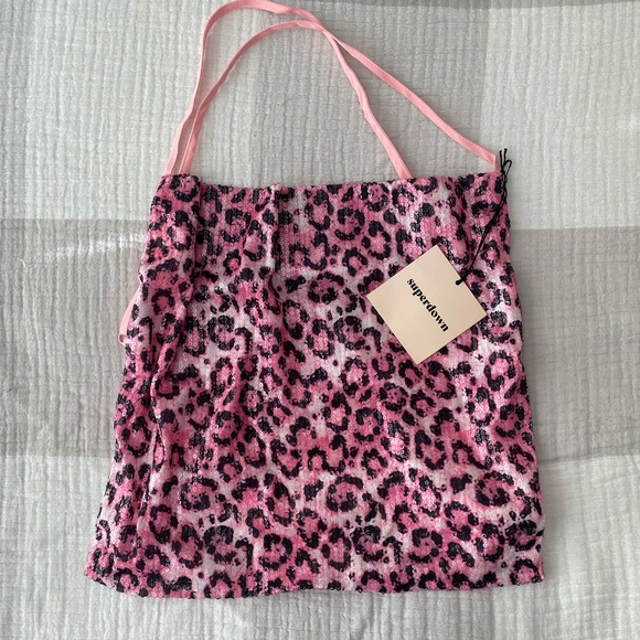 Superdown Pink Leopard sequin top - Picture 2 of 4